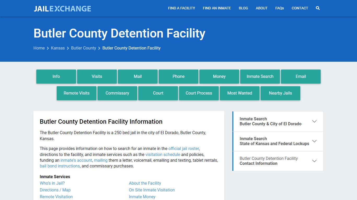 Butler County Detention Facility, KS Inmate Search, Information