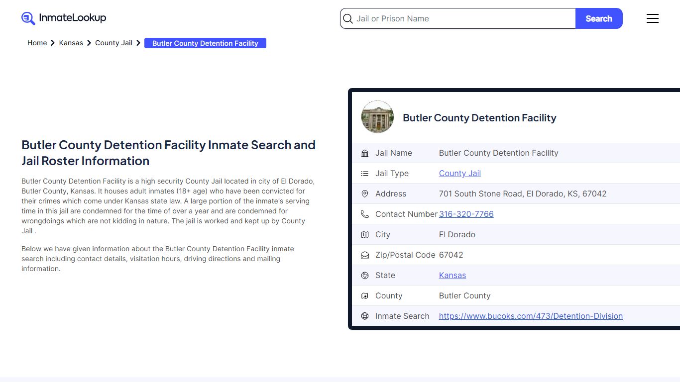 Butler County Detention Facility Inmate Search - El Dorado Kansas ...
